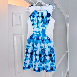 Blue and White Sleeveless Dress